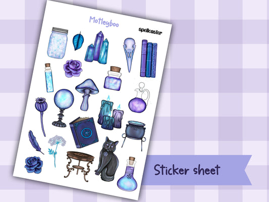 Planner sticker sheet, stickers, Spellcaster