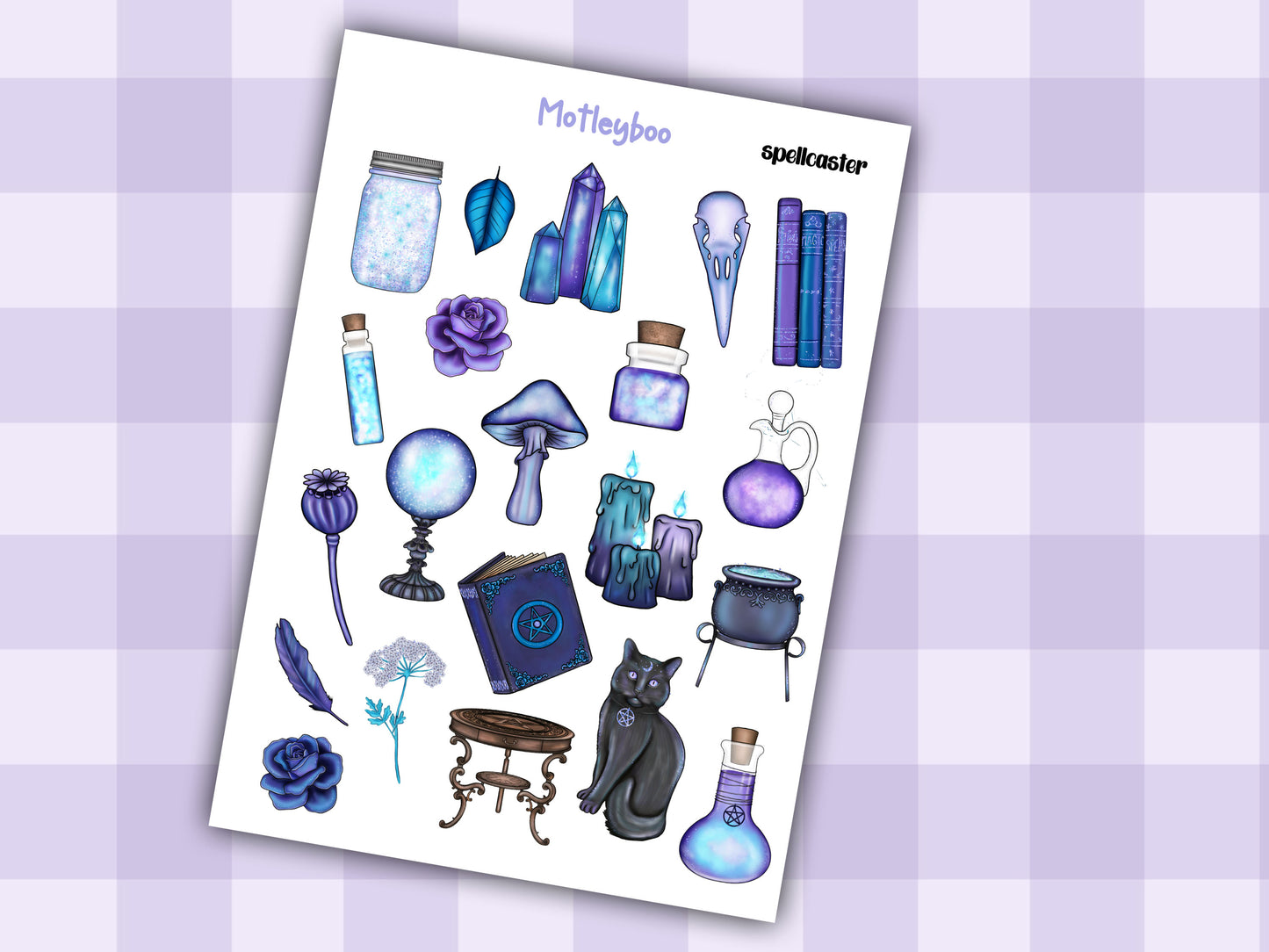 Planner sticker sheet, stickers, Spellcaster
