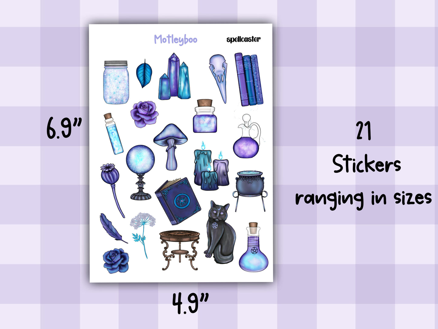 Planner sticker sheet, stickers, Spellcaster