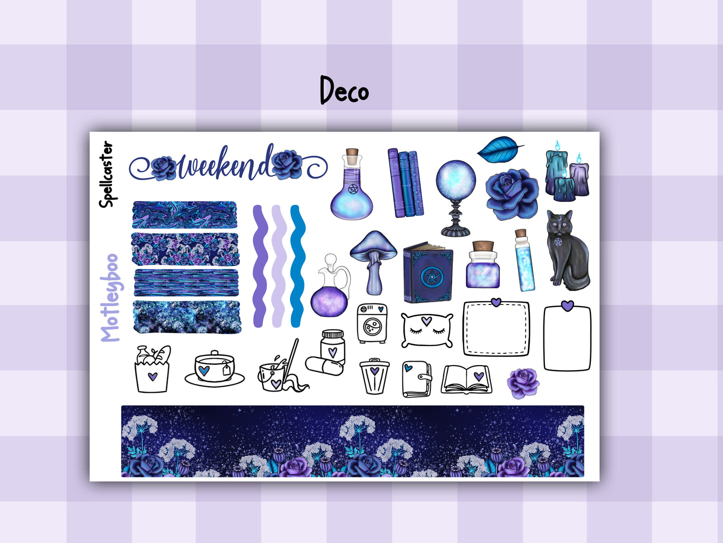 Weekly Planner Sticker Kit, witchy mystical pagan Vertical Planning Stickers, Spellcaster
