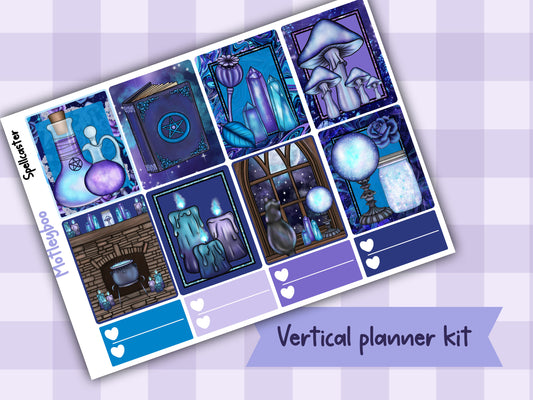Weekly Planner Sticker Kit, witchy mystical pagan Vertical Planning Stickers, Spellcaster