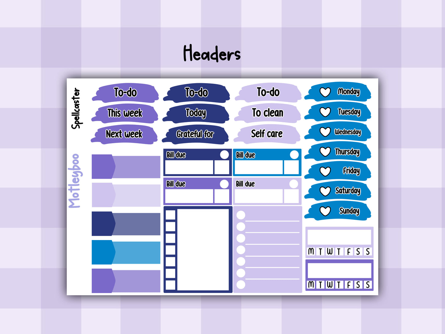Weekly Planner Sticker Kit, witchy mystical pagan Vertical Planning Stickers, Spellcaster