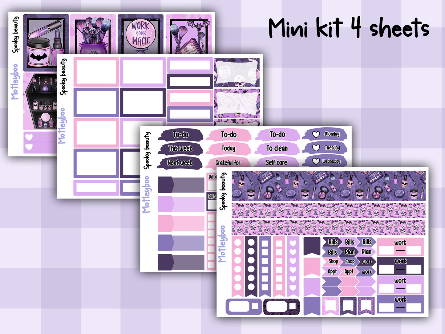 Weekly Planner Sticker Kit, gothic spooky halloween beauty Vertical Planning Stickers, Spooky beau