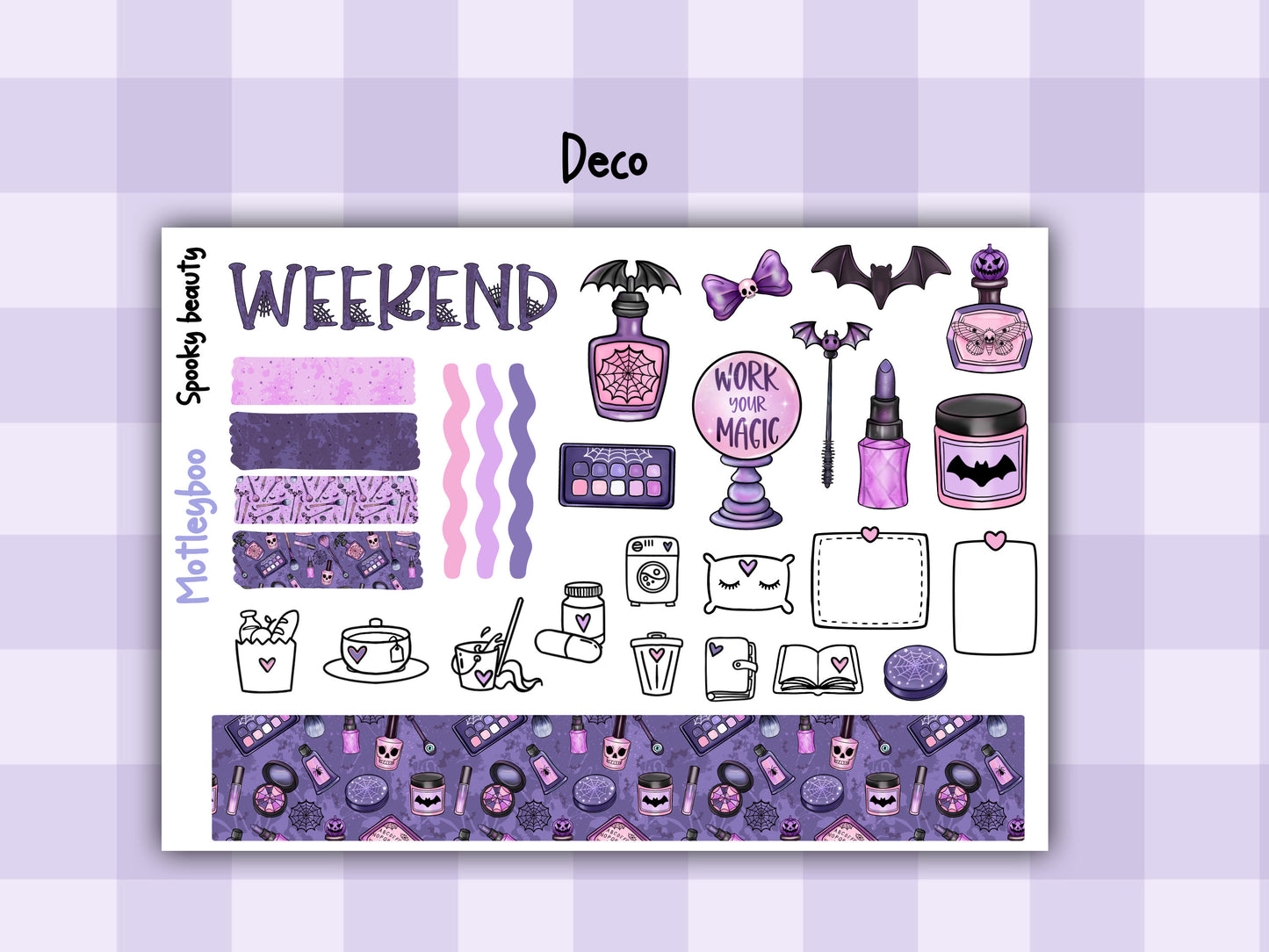 Weekly Planner Sticker Kit, gothic spooky halloween beauty Vertical Planning Stickers, Spooky beau