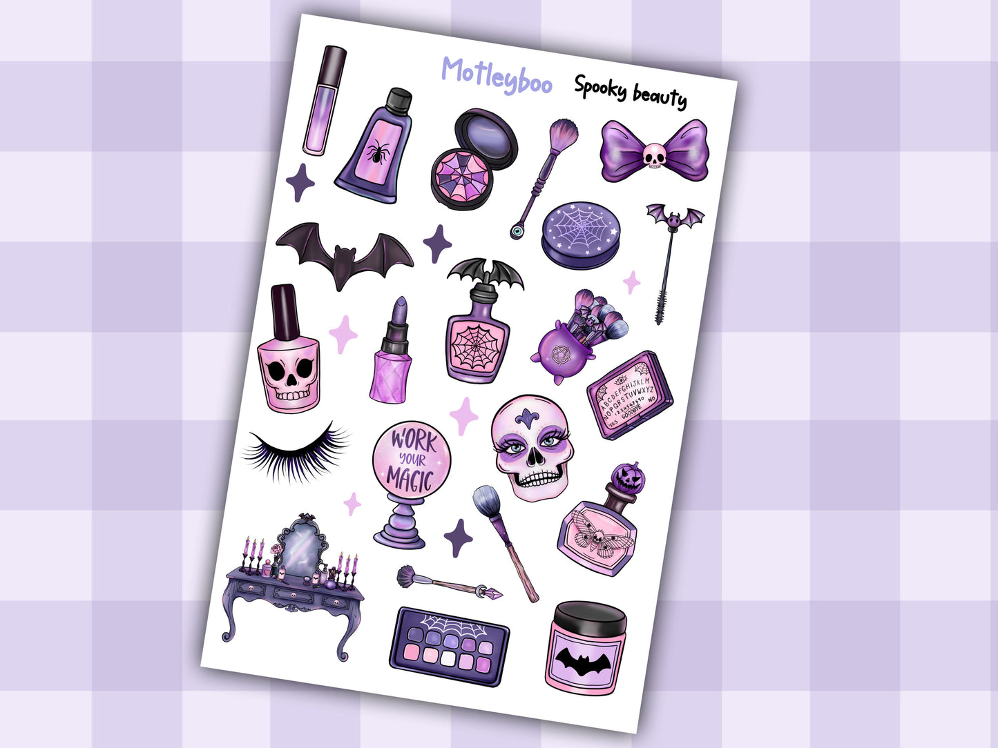 Planner sticker sheet, stickers, Spooky beauty