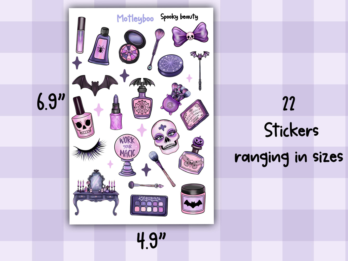 Planner sticker sheet, stickers, Spooky beauty