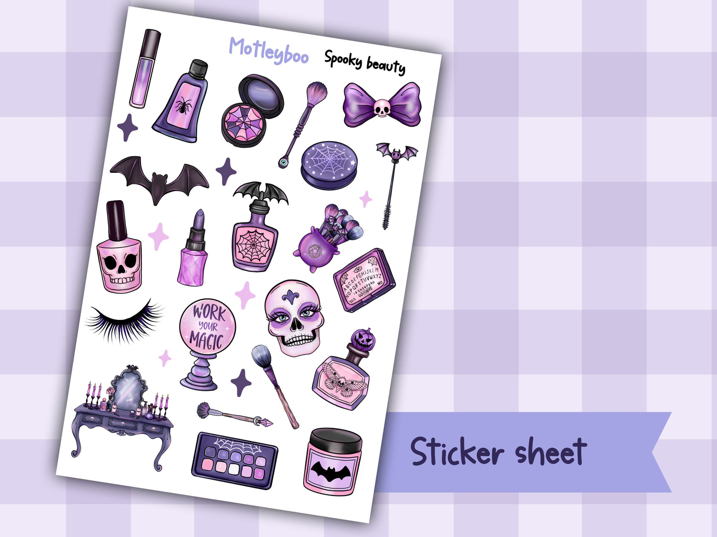 Planner sticker sheet, stickers, Spooky beauty