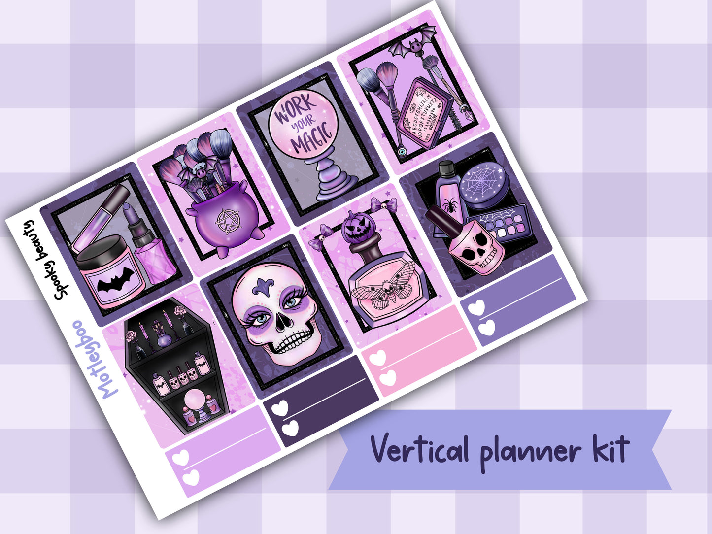 Weekly Planner Sticker Kit, gothic spooky halloween beauty Vertical Planning Stickers, Spooky beau