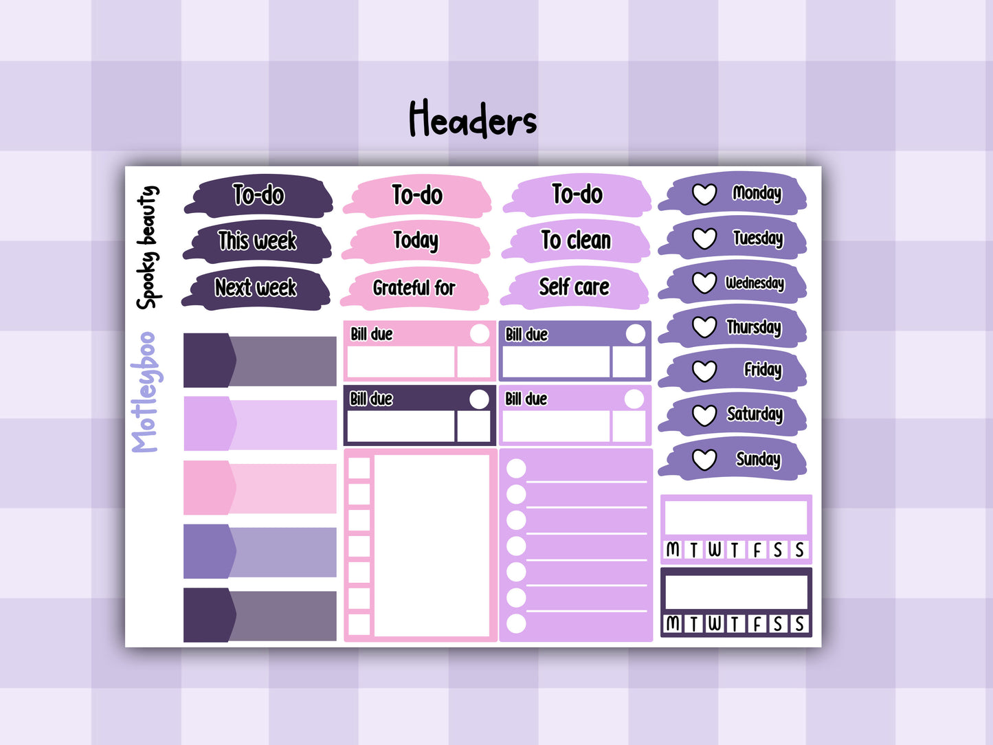 Weekly Planner Sticker Kit, gothic spooky halloween beauty Vertical Planning Stickers, Spooky beau