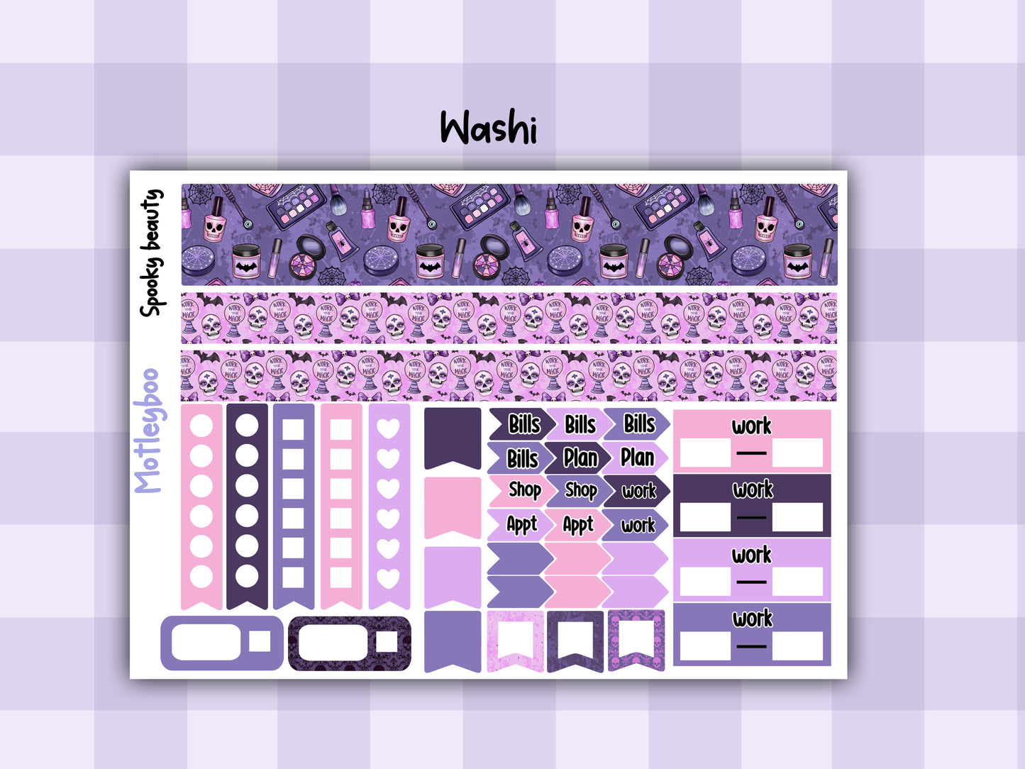 Weekly Planner Sticker Kit, gothic spooky halloween beauty Vertical Planning Stickers, Spooky beau