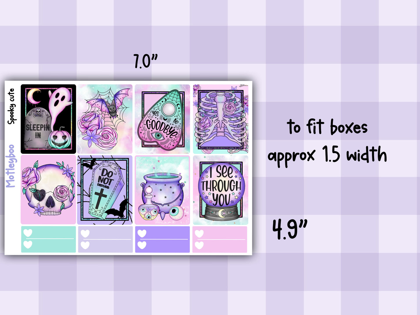 Weekly Planner Sticker Kit, spooky halloween goth Vertical Planning Stickers, Spooky cute