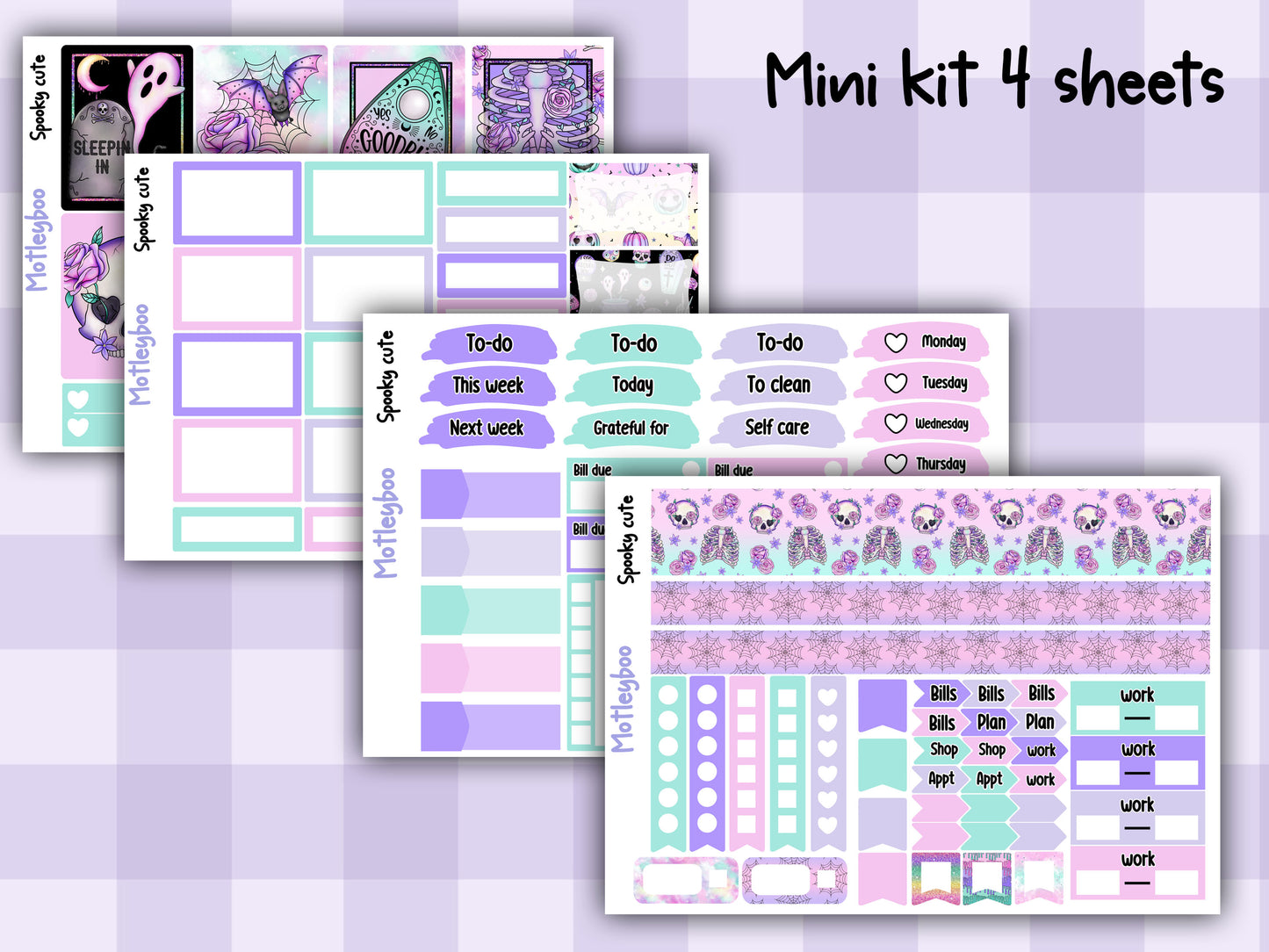 Weekly Planner Sticker Kit, spooky halloween goth Vertical Planning Stickers, Spooky cute