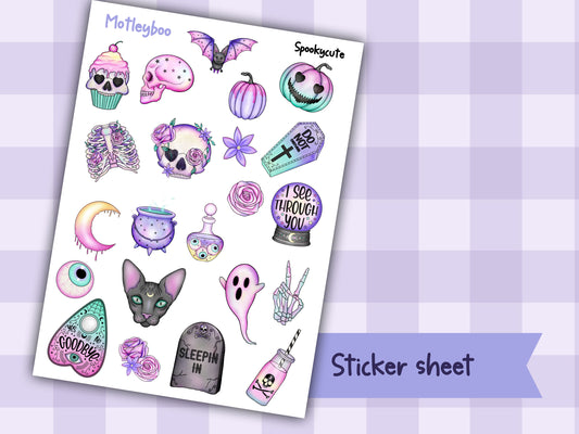 Planner sticker sheet, stickers, Spooky cute