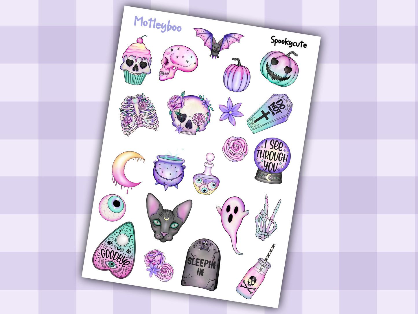 Planner sticker sheet, stickers, Spooky cute