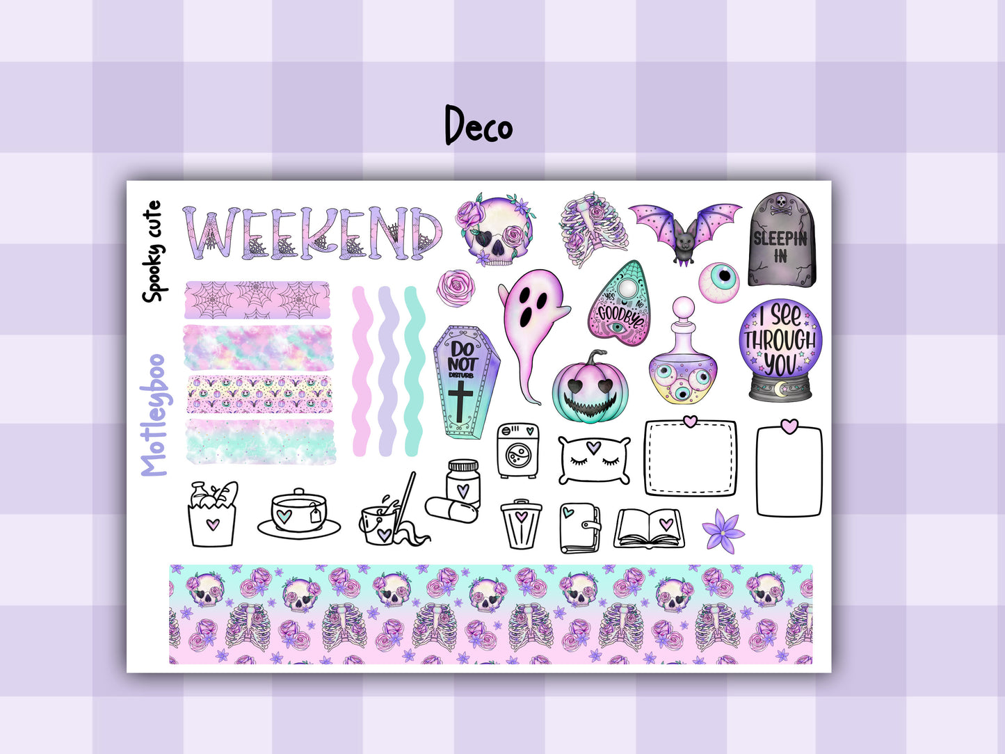 Weekly Planner Sticker Kit, spooky halloween goth Vertical Planning Stickers, Spooky cute