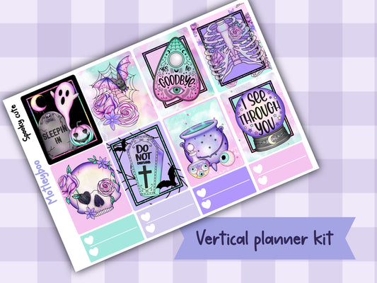 Weekly Planner Sticker Kit, spooky halloween goth Vertical Planning Stickers, Spooky cute