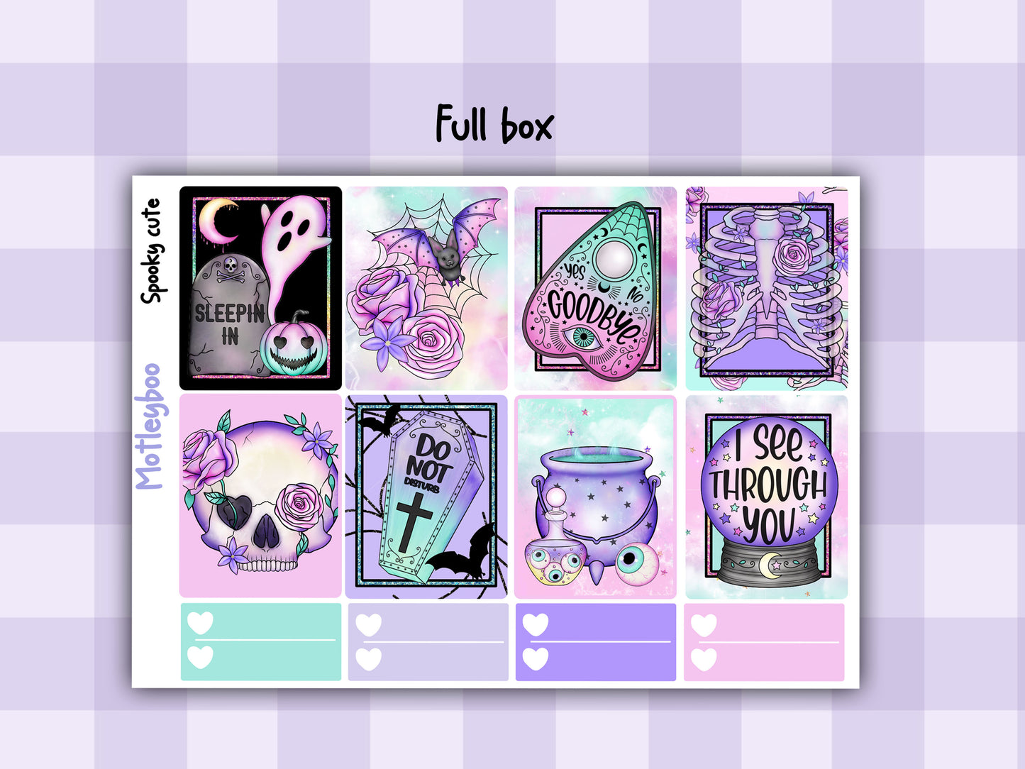 Weekly Planner Sticker Kit, spooky halloween goth Vertical Planning Stickers, Spooky cute