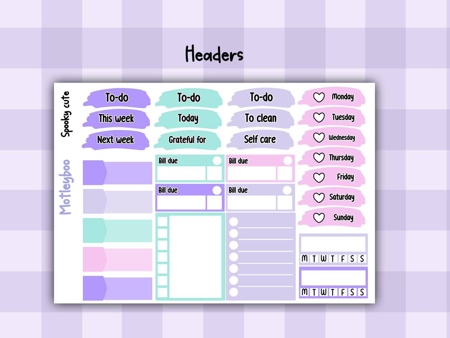Weekly Planner Sticker Kit, spooky halloween goth Vertical Planning Stickers, Spooky cute
