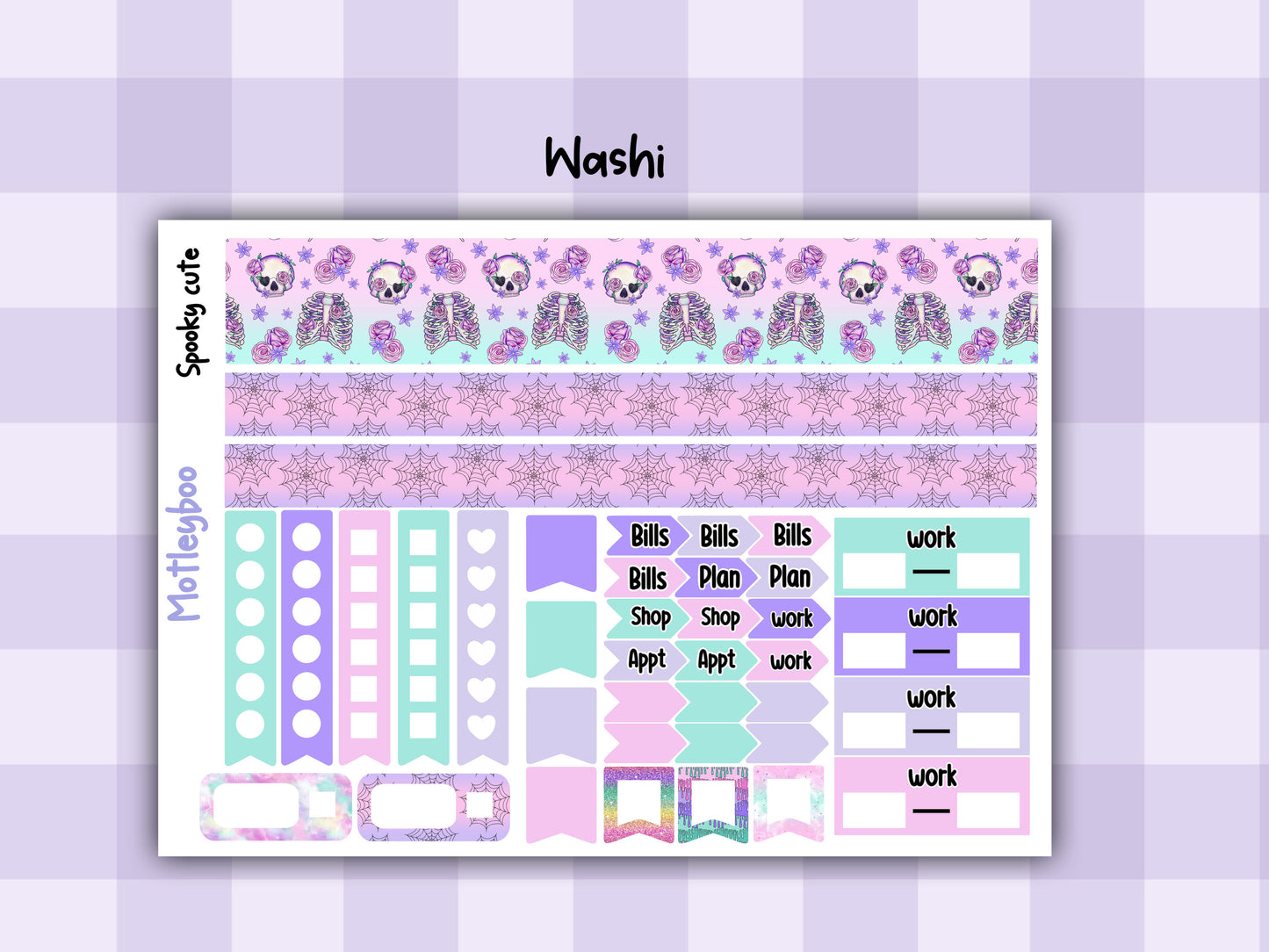 Weekly Planner Sticker Kit, spooky halloween goth Vertical Planning Stickers, Spooky cute