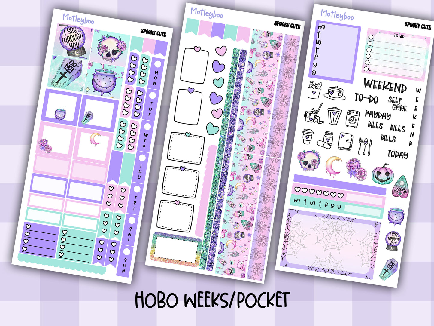 Hobonichi weeks, sticker kit, hobonichi planner, Spooky cute