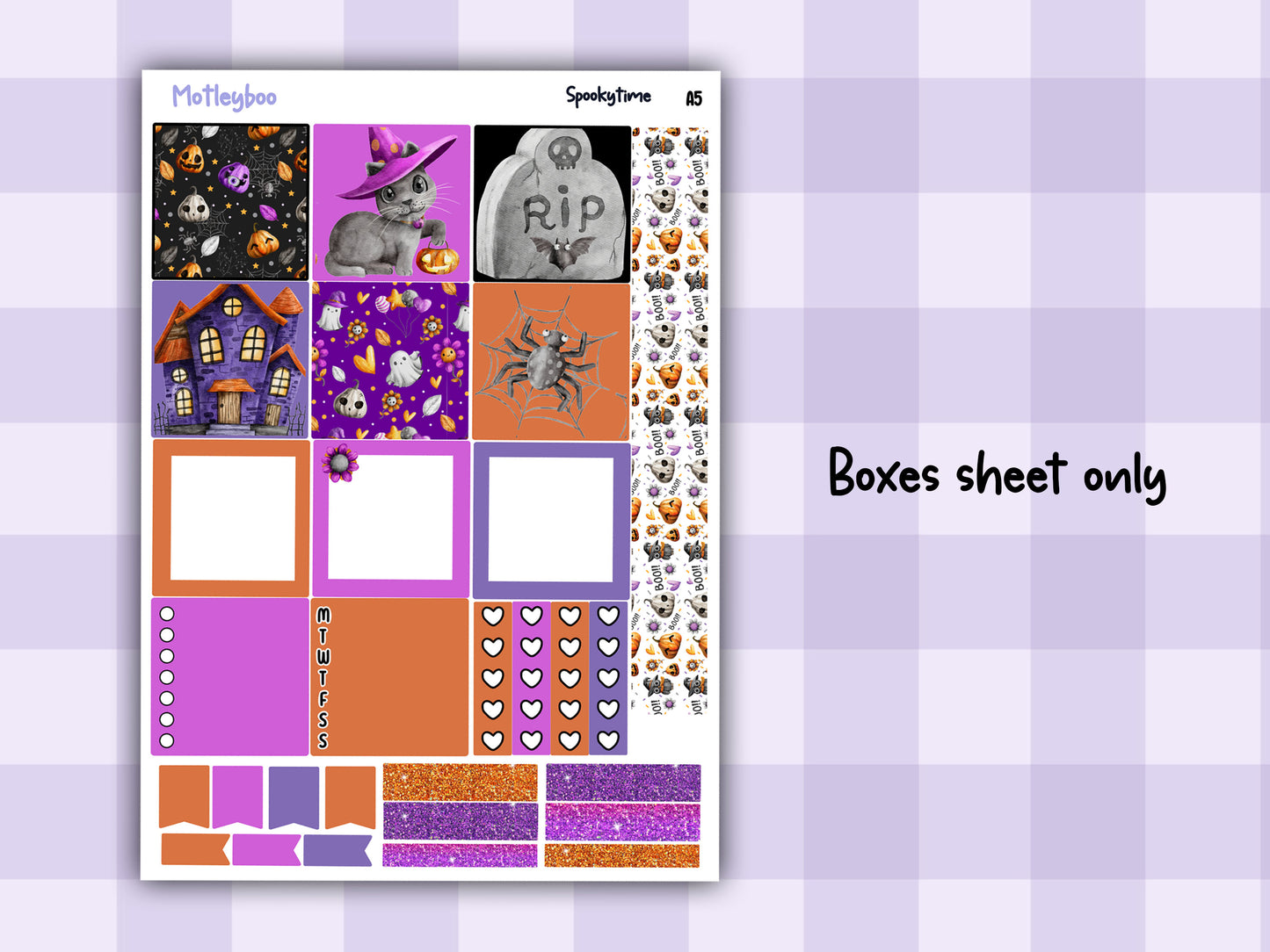 A5 halloween Hobonichi cousin planner sticker kit, Spookytime