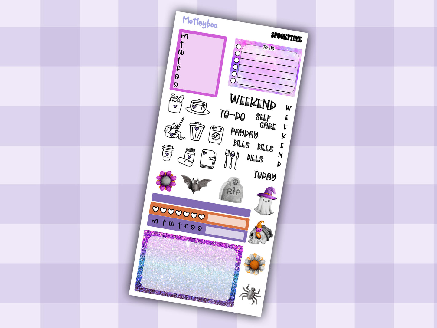Hobonichi weeks weekly planner sticker kit, spooky planner stickers, Spookytime