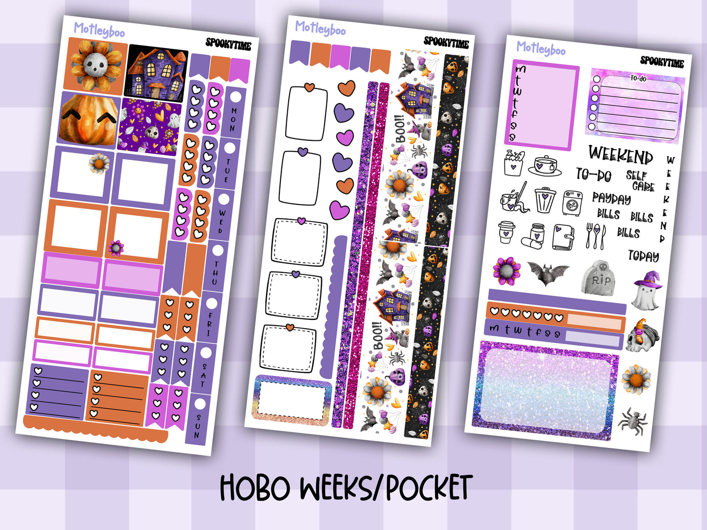 Hobonichi weeks weekly planner sticker kit, spooky planner stickers, Spookytime