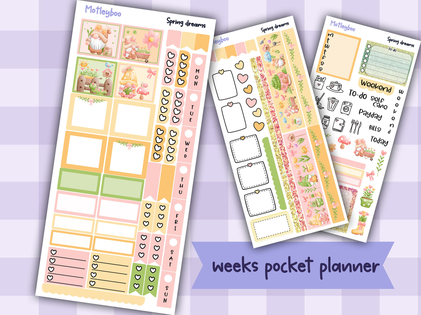 Hobonichi weeks weekly planner sticker kit, spring season planner stickers, Spring dreams