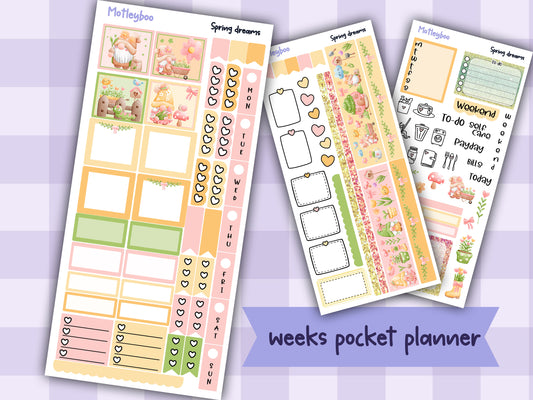 Hobonichi weeks weekly planner sticker kit, spring season planner stickers, Spring dreams