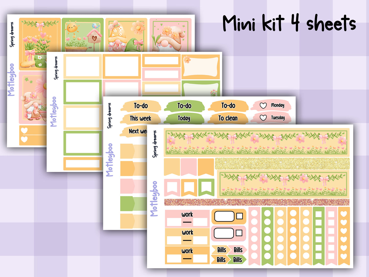 Weekly Planner Sticker Kit,Springtime Vertical Planning Stickers, Spring dreams