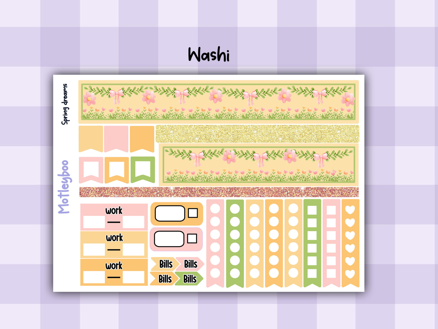 Weekly Planner Sticker Kit,Springtime Vertical Planning Stickers, Spring dreams