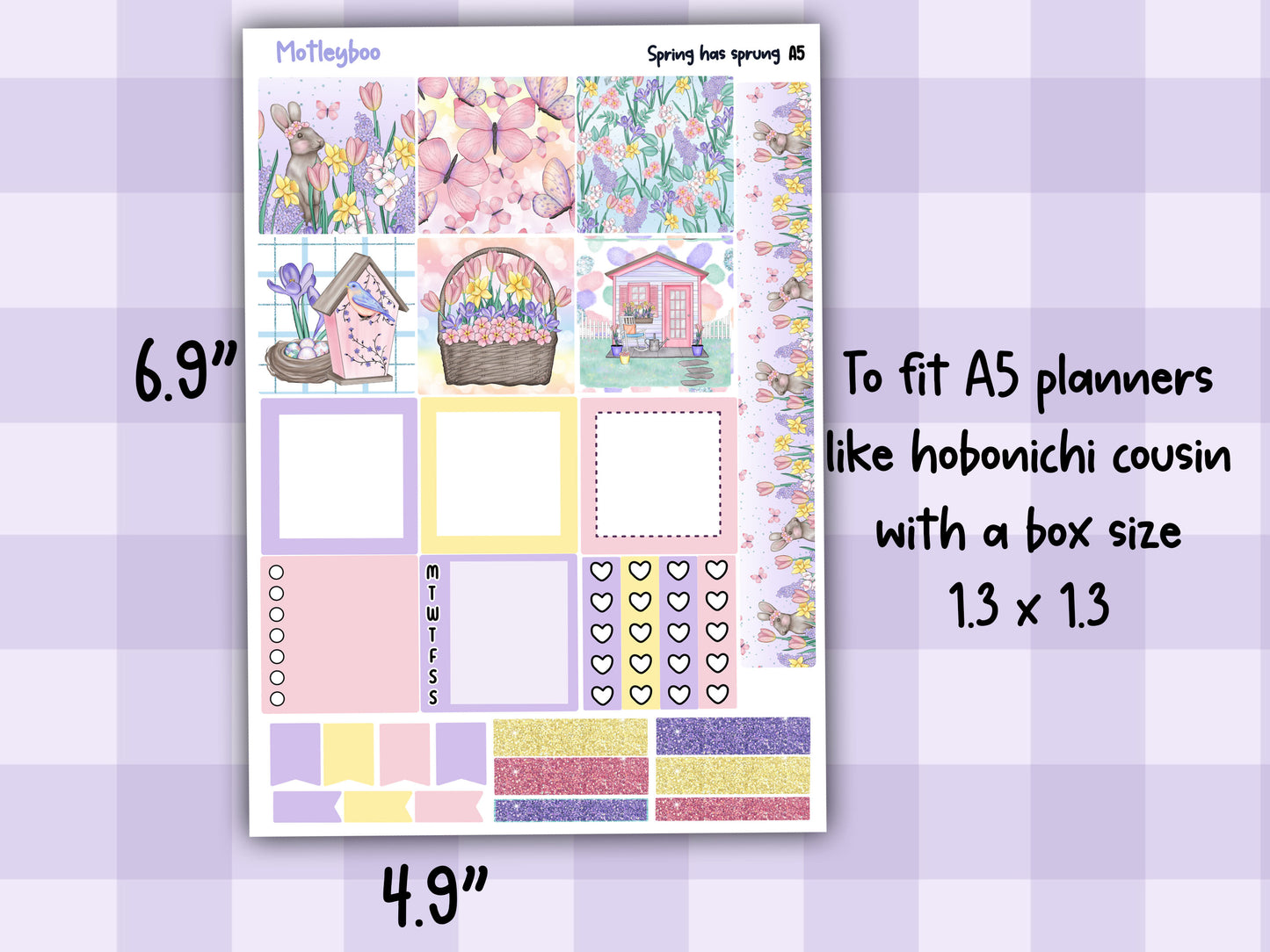 Spring themed A5 planner sticker kit, Easter stickers, pocket planner, hobonichi planning Spring has sprung