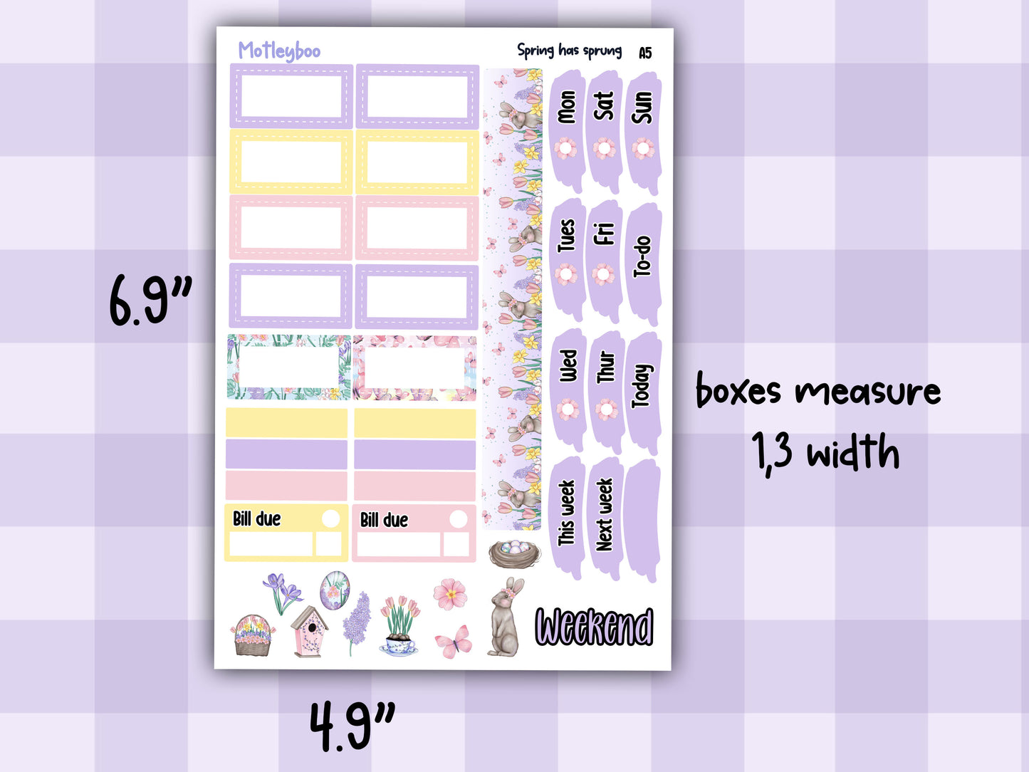 Spring themed A5 planner sticker kit, Easter stickers, pocket planner, hobonichi planning Spring has sprung