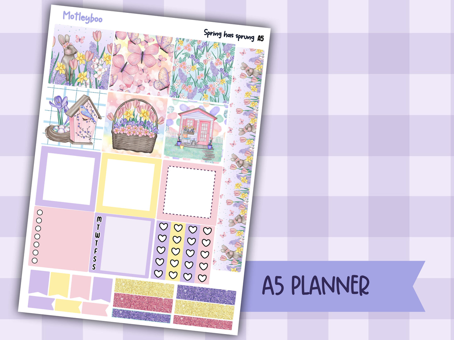 Spring themed A5 planner sticker kit, Easter stickers, pocket planner, hobonichi planning Spring has sprung