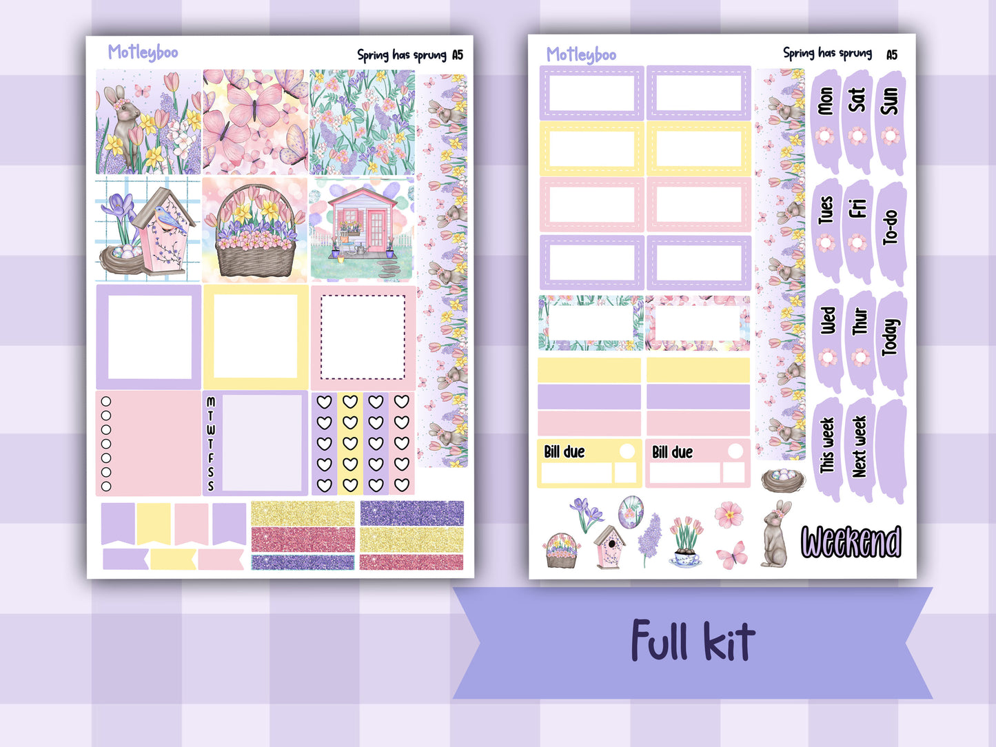 Spring themed A5 planner sticker kit, Easter stickers, pocket planner, hobonichi planning Spring has sprung