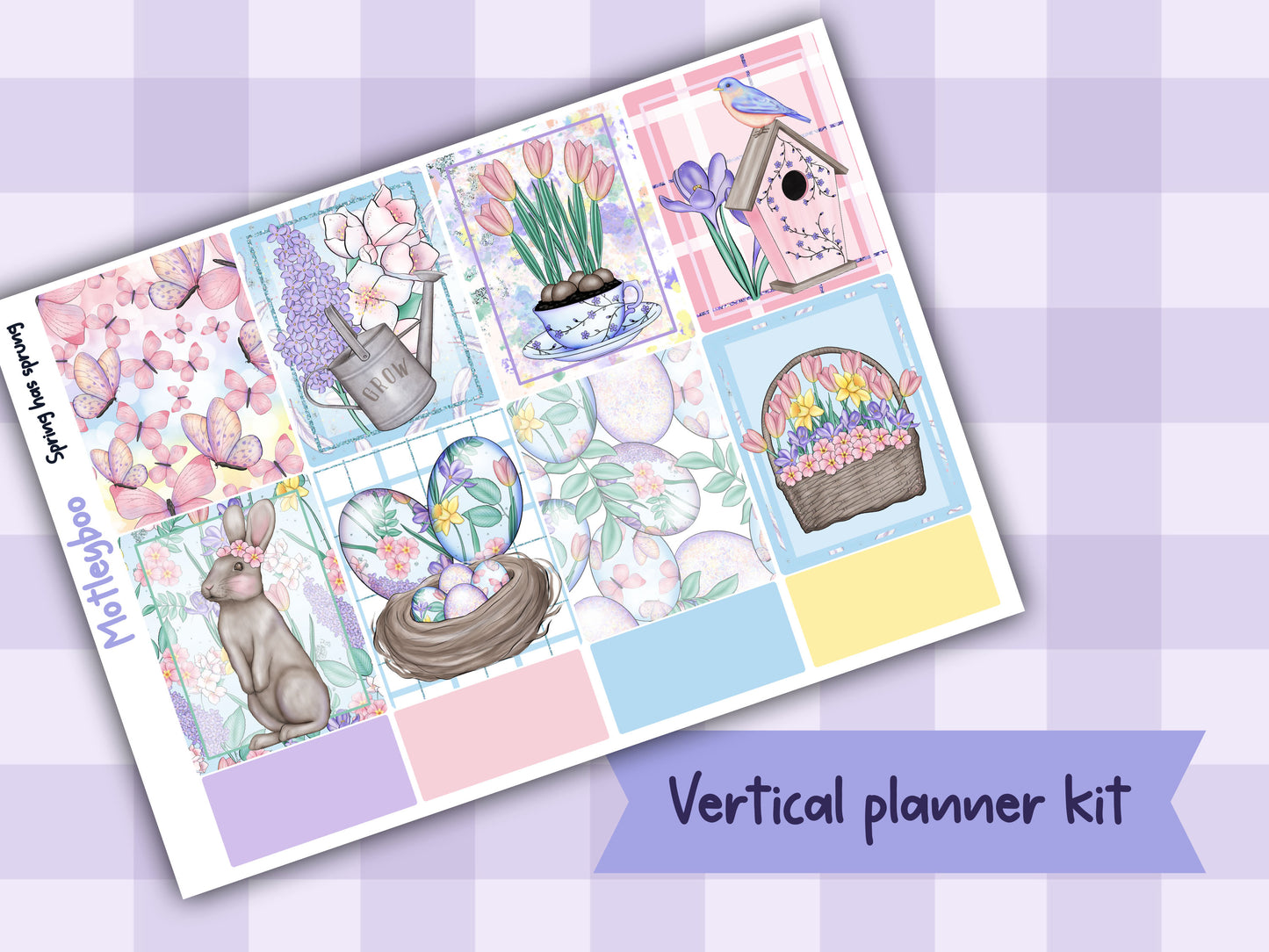 Spring themed Weekly Planner Sticker Kit, Vertical Planner, Spring has sprung