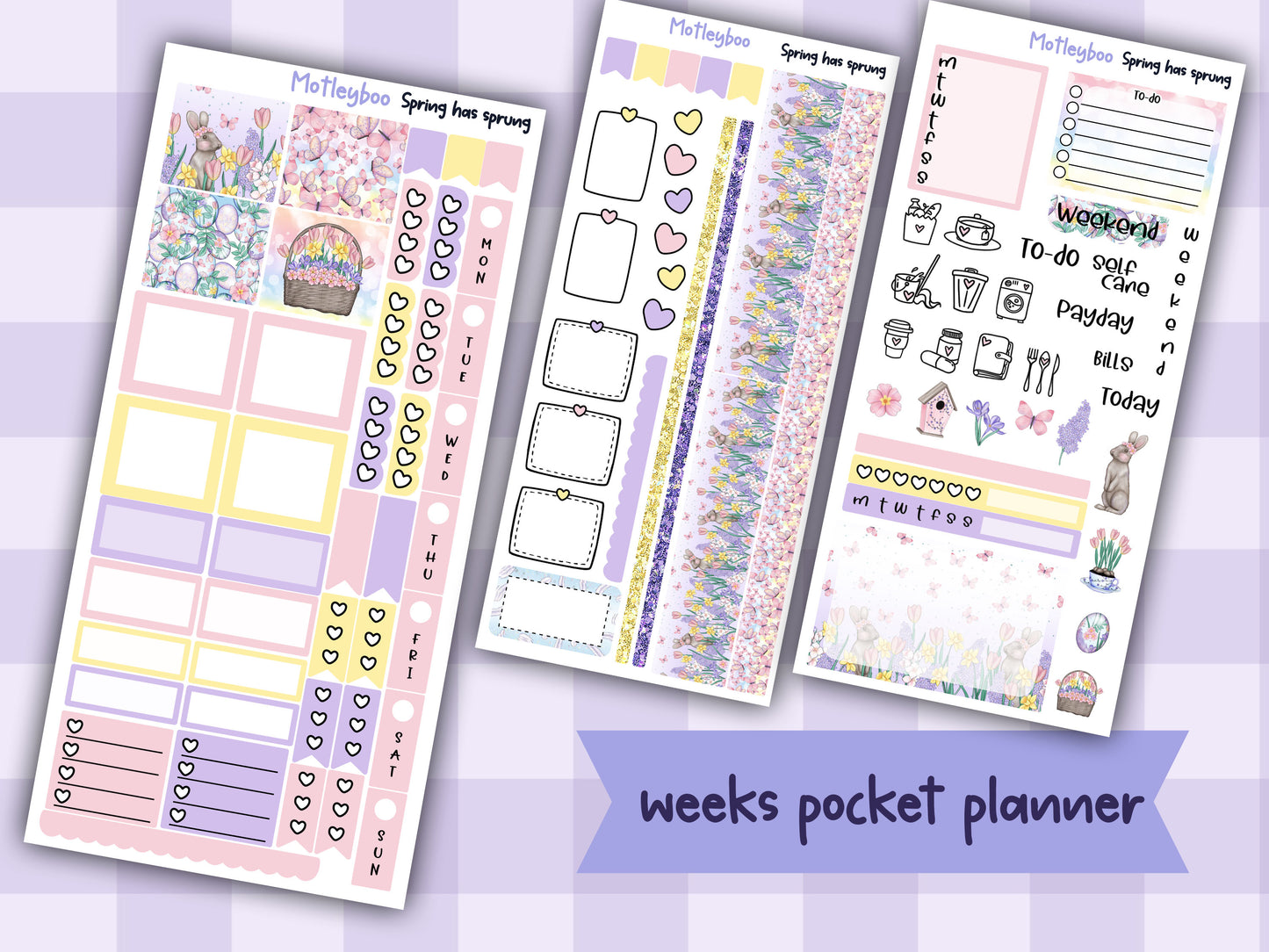 Spring themed weeks planner kit, stickers for Easter, hobonichi planning, pocket planner, Spring has sprung