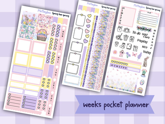 Spring themed weeks planner kit, stickers for Easter, hobonichi planning, pocket planner, Spring has sprung