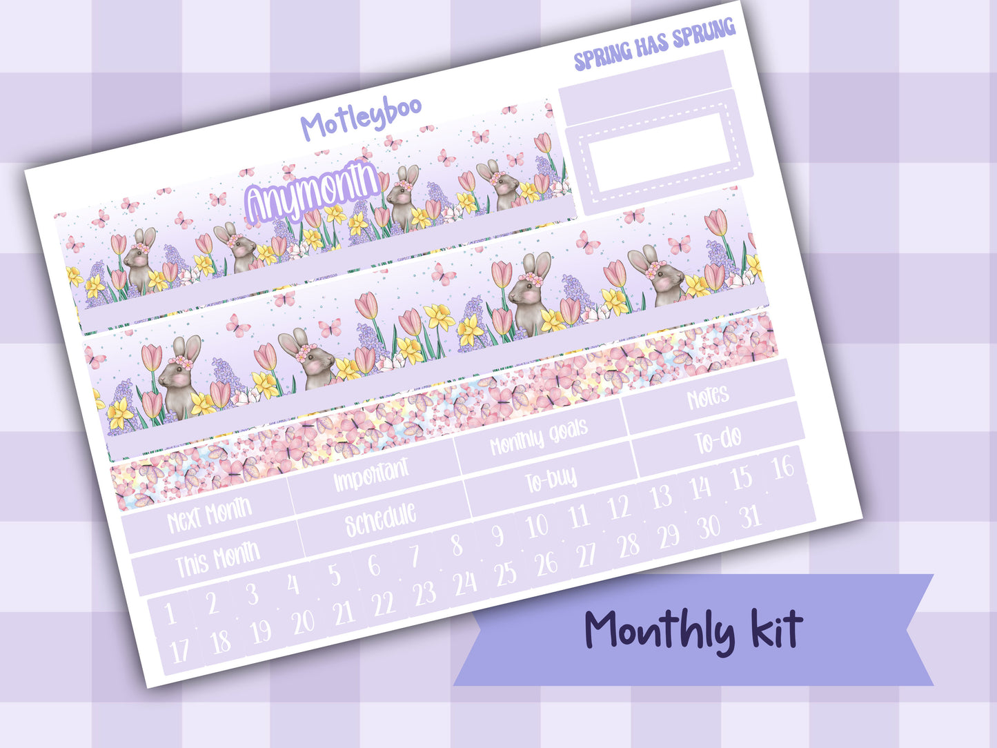 Monthly planner sticker kit, monthly stickers, vertical planner, springtime, easter planner stickers, vertical planner, spring has sprung