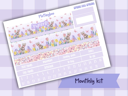 Monthly planner sticker kit, monthly stickers, vertical planner, springtime, easter planner stickers, vertical planner, spring has sprung