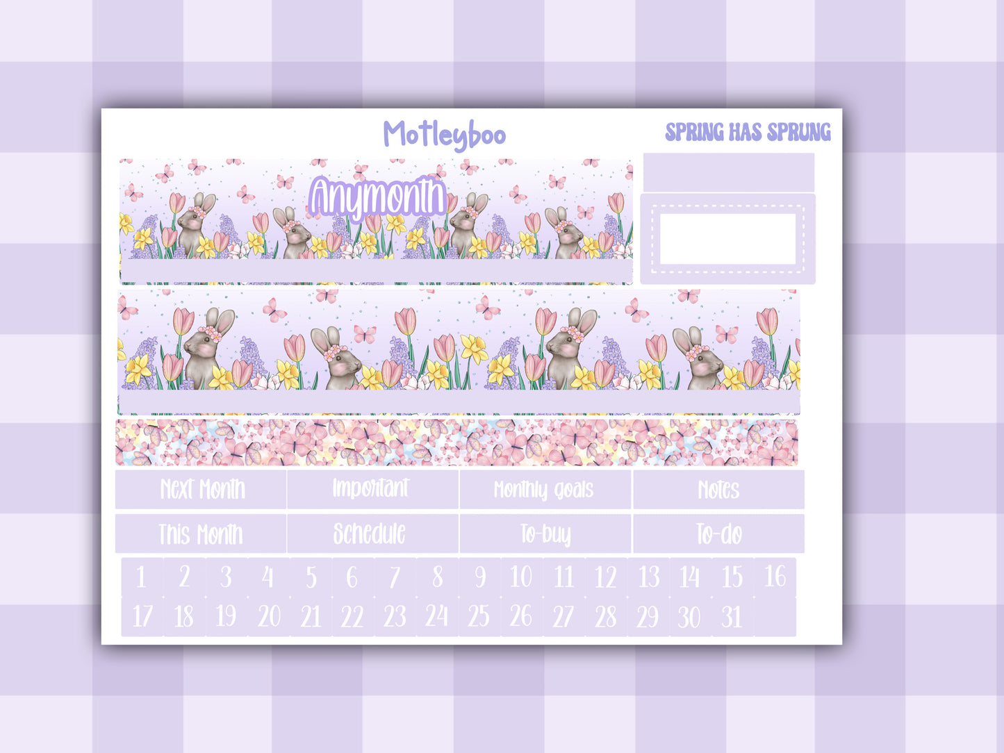 Monthly planner sticker kit, monthly stickers, vertical planner, springtime, easter planner stickers, vertical planner, spring has sprung