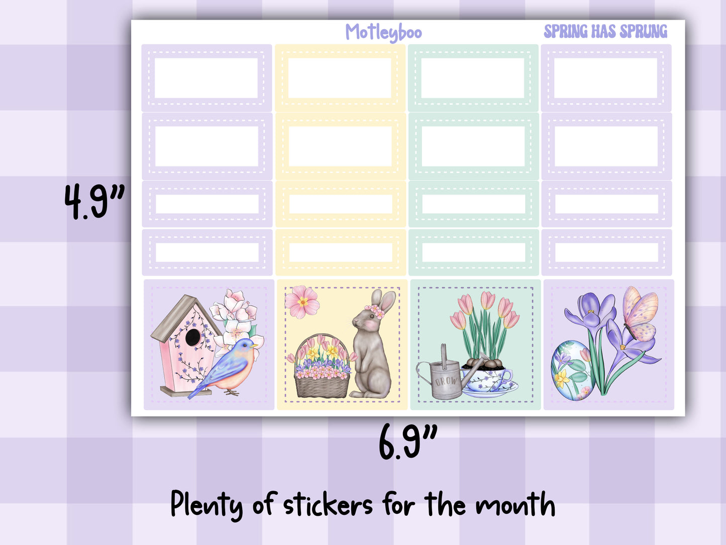Monthly planner sticker kit, monthly stickers, vertical planner, springtime, easter planner stickers, vertical planner, spring has sprung