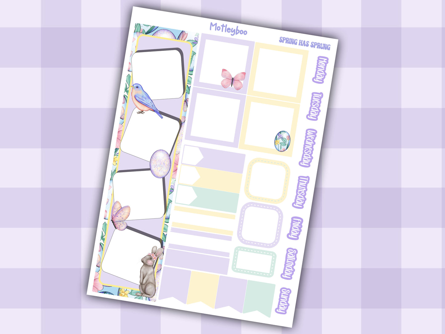 Monthly planner sticker kit, monthly stickers, vertical planner, springtime, easter planner stickers, vertical planner, spring has sprung