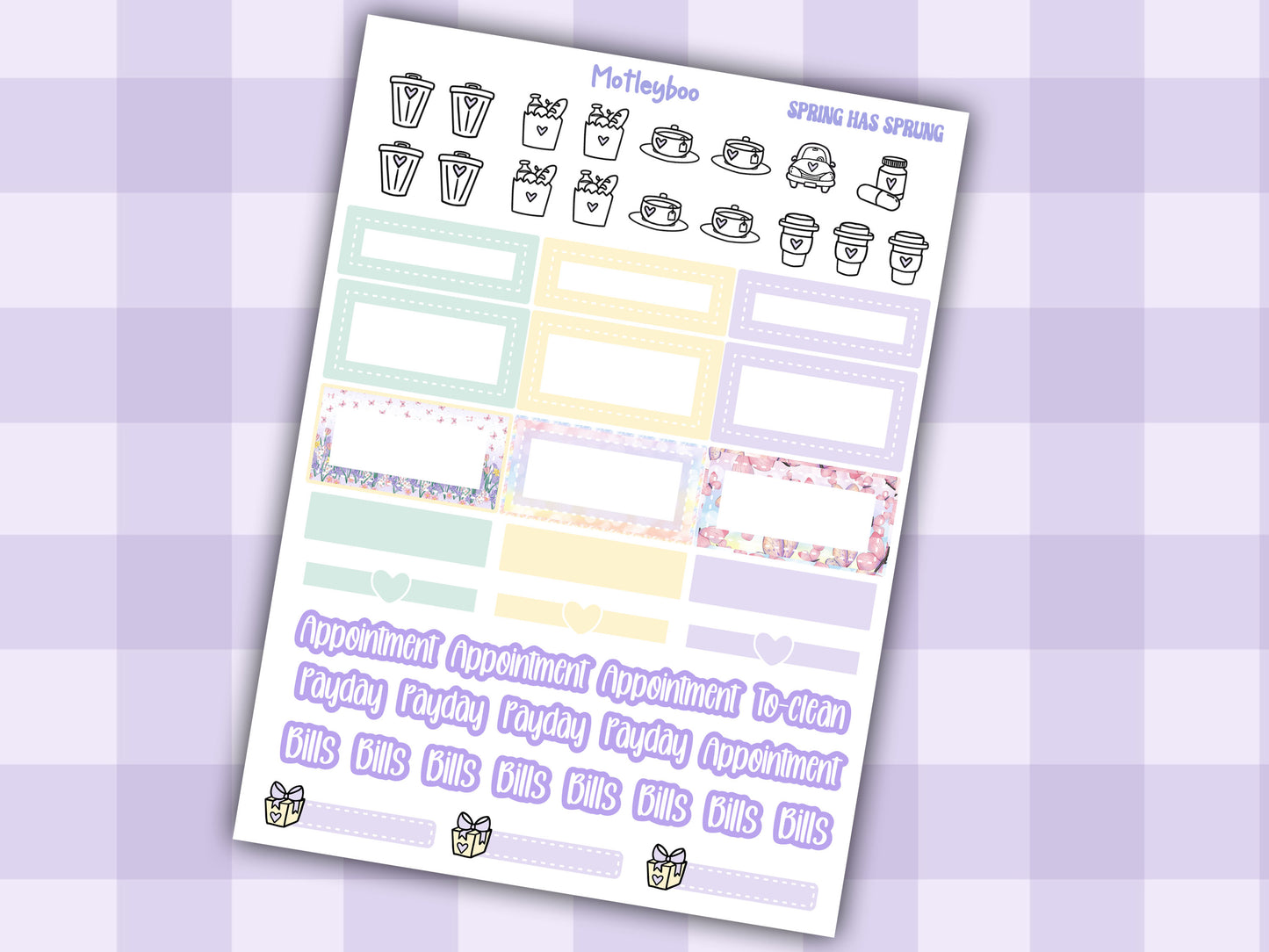 Monthly planner sticker kit, monthly stickers, vertical planner, springtime, easter planner stickers, vertical planner, spring has sprung