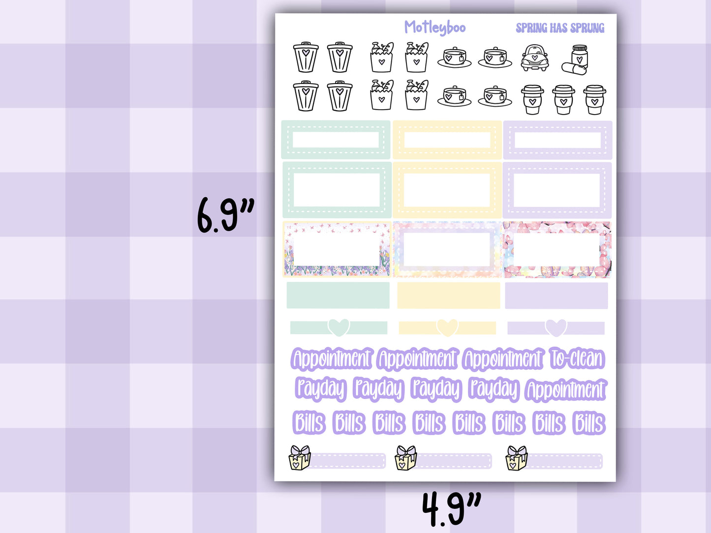 Monthly planner sticker kit, monthly stickers, vertical planner, springtime, easter planner stickers, vertical planner, spring has sprung