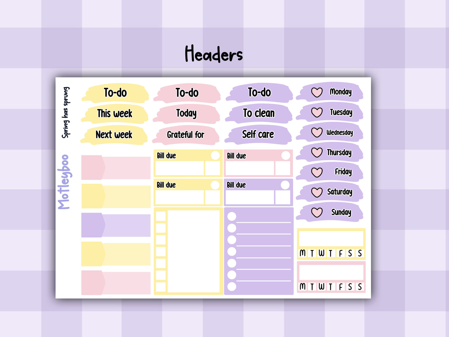 Spring themed Weekly Planner Sticker Kit, Vertical Planner, Spring has sprung