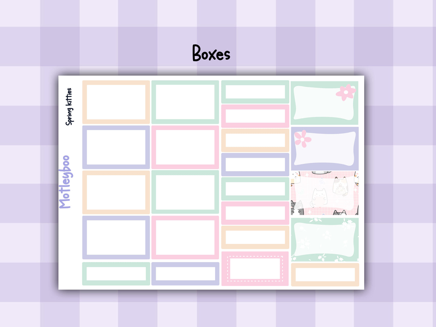Weekly Planner Sticker Kit, Springtime Vertical Planning Stickers, Spring kitties