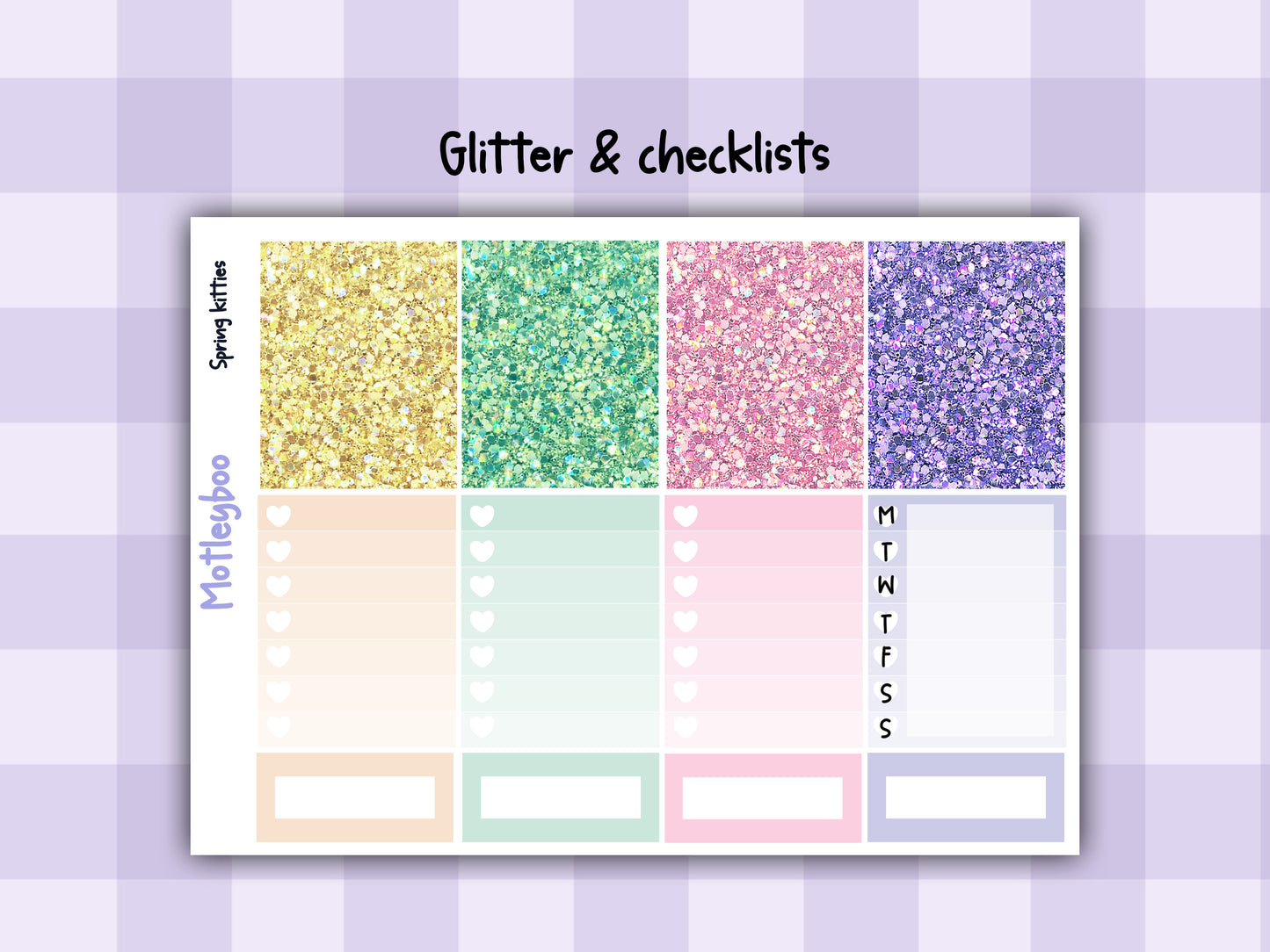Weekly Planner Sticker Kit, Springtime Vertical Planning Stickers, Spring kitties