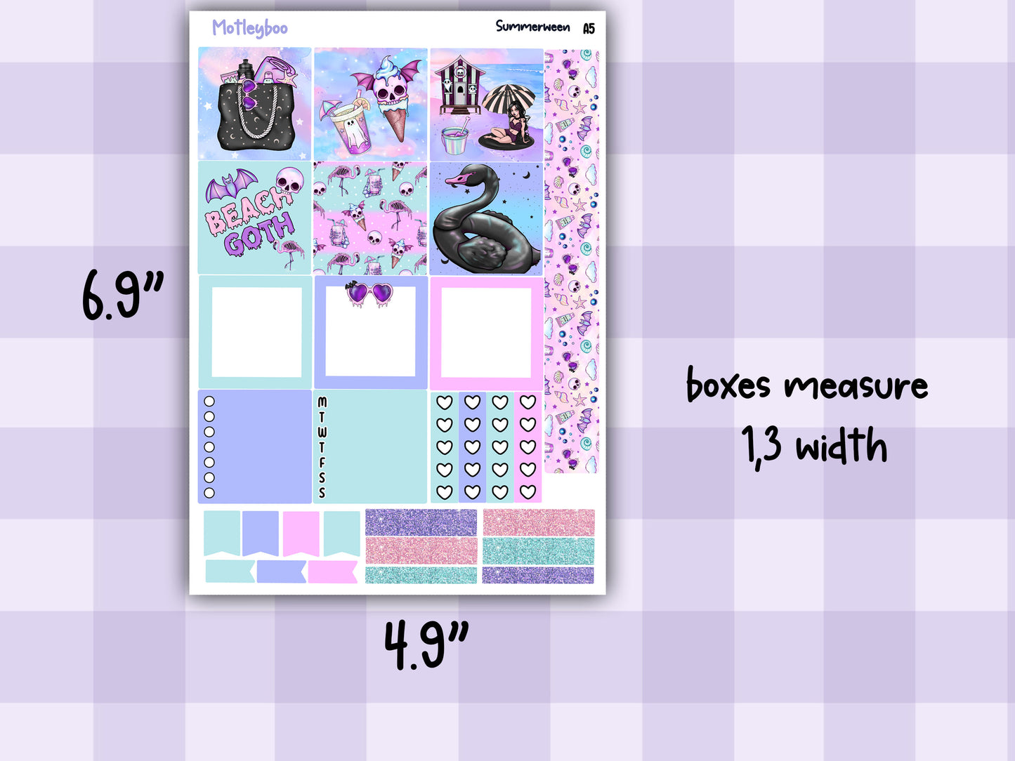 A5 Hobonichi cousin planner sticker kit, Summer planner stickers, hobonichi cousin, Summerween