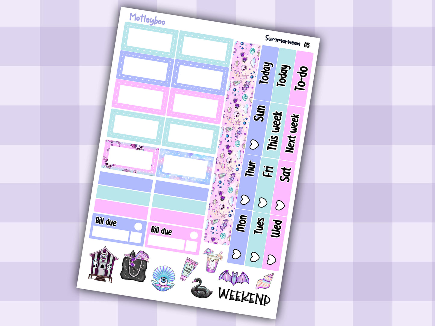 A5 Hobonichi cousin planner sticker kit, Summer planner stickers, hobonichi cousin, Summerween